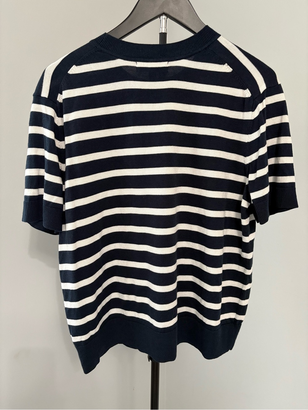 Banana Republic Forever Striped Short Sleeve Sweater Top Navy White Knit L - Picture 3 of 7
